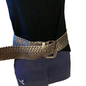 Braided metallic leather like belt